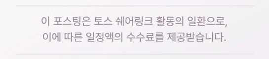 이 포스팅은 토스 쉐어링크 활동의 일환으로, 이에 따른 일정액의 수수료를 제공받습니다.
